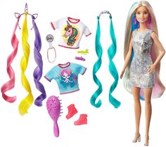 Кукла Барби Barbie Радужные волосы GHN04
