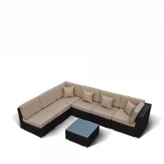 Плетеный модульный диван YR822 Brown Afina