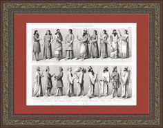 Персы, ассирийцы, мидийцы и другие народы. Антикварная гравюра Rarita