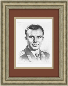 Юрий Гагарин, авторская гравюра П. Белоусова Rarita