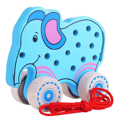 Деревянная шнуровка-каталка Aalatoys "Слоненок"