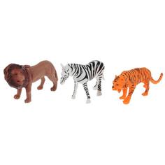Игрушка пластизоль животные африки 3шт (лев, зебра, тигр) в пак Играем вместе наб
