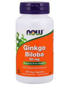 Гинкго билоба NOW Ginkgo Biloba 60 мг вегкапсулы 120 шт.