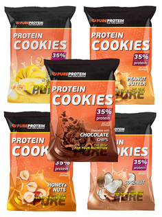 Высокобелковое печенье Pureprotein, Protein cookies, Ассорти 5шт по 80г