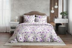 Постельное белье "Ночь нежна" из поплина Акварельный цветок фиолетовый 2 спальное