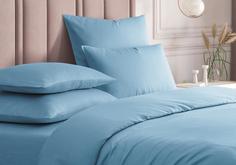 Простыня "Guten Morgen" сатин Blue, без рисунка, синий