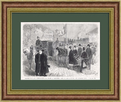 Прибытие русской императрицы Марии Александровны в Сан-Ремо. Гравюра, 1874 г. Rarita