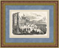 Гравюра Национальный стрелковый фестиваль в Турине, 1863 г. Rarita