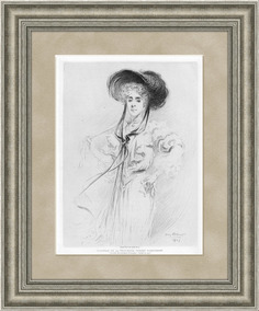 Портрет княжны Урусовой, антикварная гравюра Жана Патрико, 1907 г. Rarita