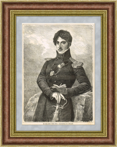 Гравюра Портрет немецкого поэта Теодора Кернера, 1863 г. Rarita