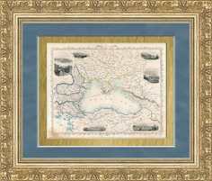 Черное море: Россия, Крым, Турция, Кавказ, антикварная с гравюрами, 1860 г. Rarita