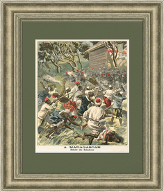 Гравюра Мадагаскар: разгром аборигенов французами, 1898 Rarita