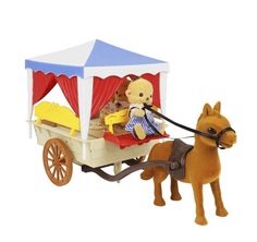 Игровой набор Happy Family Повозка с лошадкой и семьей обезьянок 012-06
