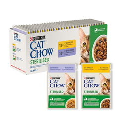 Влажный корм для стерилизованных кошек Cat Chow , курица, говядина, 36шт, 85г