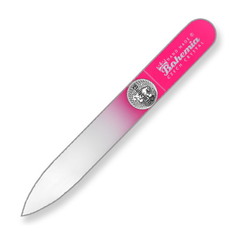 Пилка для ногтей Bohemia стеклянная розовая 90 мм в чехле