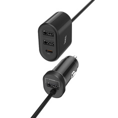 Автомобильное зарядное устройство PD+QC 3.0 3xUSB+USB Type-C Hoco Z35 Companheiro - Черное