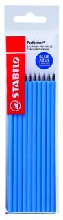 Стержни шариковые масляные STABILO "Performer", набор 10 шт, линия 0,38 мм синие
