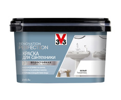 Краска для сантехники RENOVATION PERFECTION с защитным покрытием лак-БЕЛЫЙ-1.0 л V33