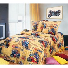 Простынь на резинке Ивановотекстиль 80х160х20 бязь Мотоспорт