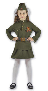 Костюм карнавальный Карнавалия.рф военный для девочки р.34 (128-136 см)