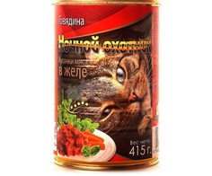 Влажный корм для кошек Ночной Охотник желе, говядина, 20шт, 415г