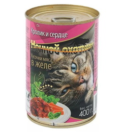 Влажный корм для кошек Ночной Охотник желе, кролик, сердце, 20шт, 415г