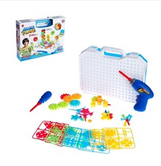 Конструктор мозаика в чемодане c шуруповертом Magic Plate Puzzle 2 в 1, 190 дет. 110977 No Brand