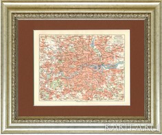 Старинный "План Лондона с предместьями и железными дорогами", 1927 г. Rarita