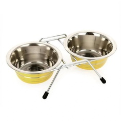 Двойная миска для кошек Zoodelo VM-3000, металл, в ассортименте, 0.48 л