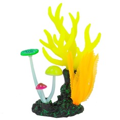 Искусственное растение для аквариума Gloxy морские кораллы, желтые 14х6,5х21 см