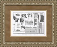 Большая старинная гравюра Изготовление воска и свечей Rarita