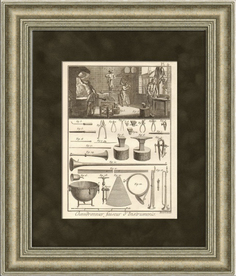 Производство музыкальных инструментов. Гравюра на меди 1770-е, кабинетный формат Rarita