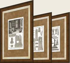 Гравюра Пошив мужских и женских перчаток Инструменты перчаточника в 3-х рамах Rarita