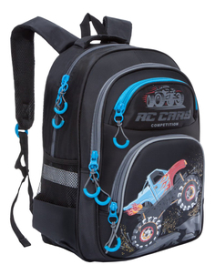 Рюкзак детский Grizzly RB-860-6 школьный черный - голубой
