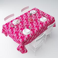 Скатерть "Сирень" с пропиткой; Гибискус на красном, 140 х 120