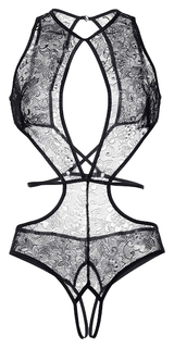 Эротическое боди Erolanta Lingerie Collection, из кружевного полотна, черное (50-52)