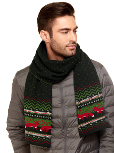 Шарф мужской Scandica Foxes темно-зеленый/темно-красный, 190х32 см