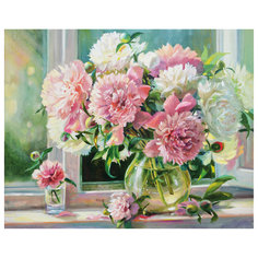 Остров сокровищ 40*50 см, Пионы, подрамник, акрил, кисти