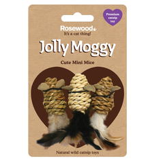Игрушка для кошек ROSEWOOD мягкая с кошачьей мятой "Три малые мышки", сизаль