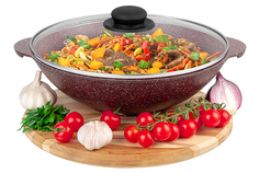 Сковорода ВОК 3 л 28 см Elan Gallery ГАРМОНИЯ ВКУСА Рубин с крышкой D28