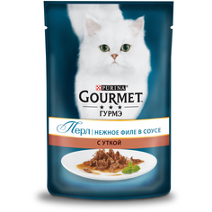 Влажный корм для кошек Gourmet Perle, нежное филе в соусе с уткой, 85г