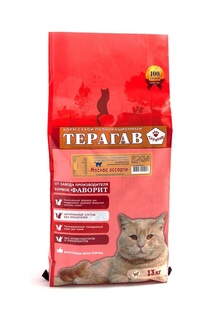 Сухой корм для кошек Терагав Мясное ассорти, мясо, злаки, 13кг