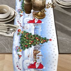 Дорожка на стол из рогожки "Всё себе", Снеговик, 50 х 145