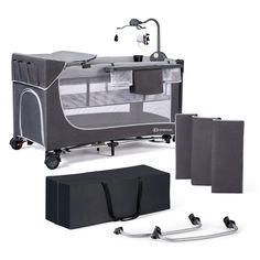 Манеж Kinderkraft Leody Grey с аксессуарами KCLEOD00GRY00AC