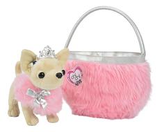 Плюшевая собачка чихуахуа принцесса, с розовой пушистой сумкой, 20 см 12/12 Simba