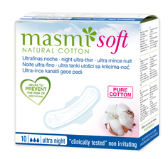 Прокладки гигиенические "Masmi Natural Cotton Soft" ультратонкие ночные 10 штук