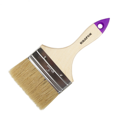 Кисть плоская №4 /100 мм натур.щетина, дерев.ручка KRAFOR 002-0040 No Brand
