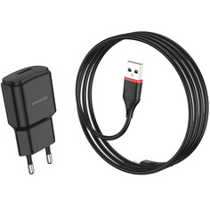 Сетевое зарядное устройство с кабелем USB Type-C Borofone BA48A Orion - Черное