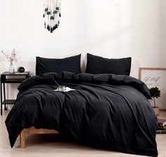 Постельное белье Grazia-Textile 2 спальное ЧЁРНОЕ с простыней 160 см НА РЕЗИНКЕ