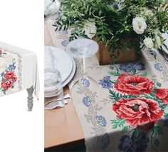 Дорожка на стол из рогожки "Все себе" Маков цвет, 50 х 145